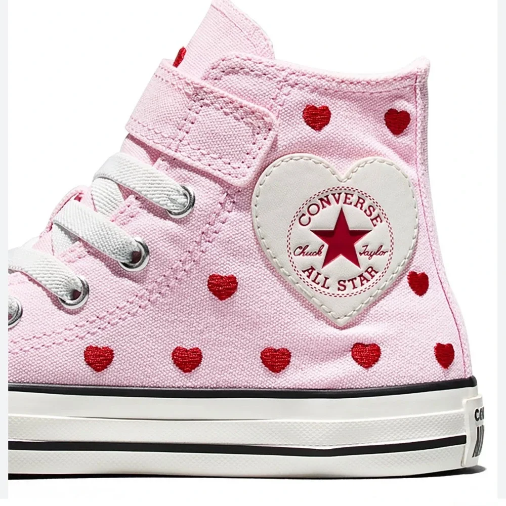 Converse Kids Chuck Taylor All Star Hearts & Roses Pink High Top Shoes 13 NIB